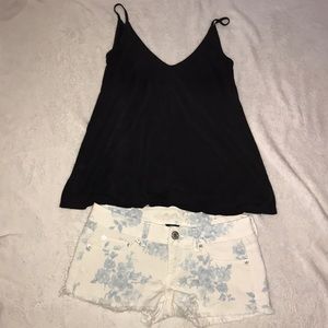 American Eagle flower denim shorts